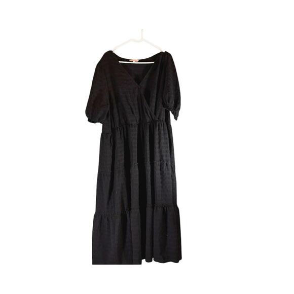 Ophelia Roe Womens 2X Black Sleeve Boho Goth Tiered Maxi NWT - Picture 2 of 13